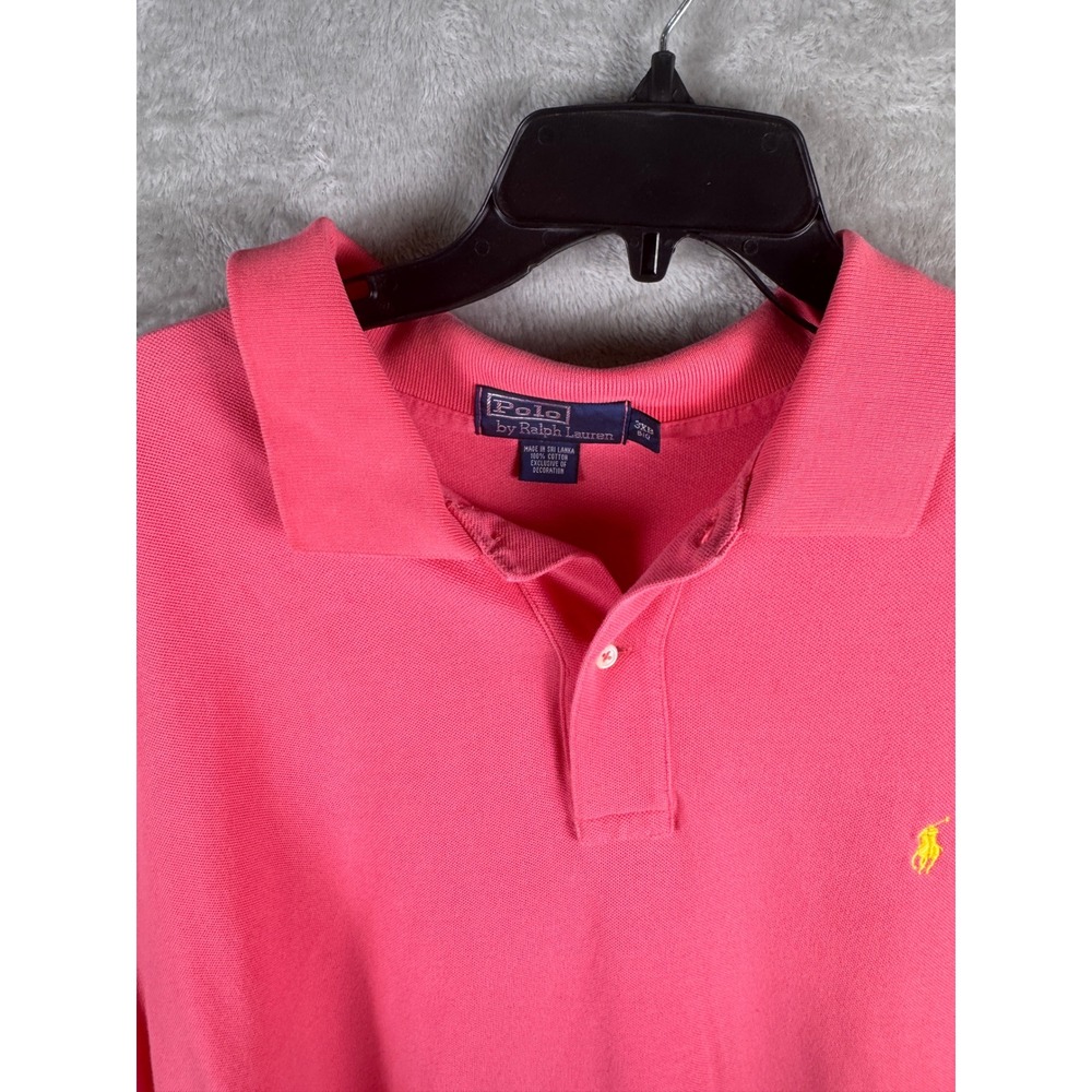 Polo Ralph Lauren Mens 3XB Pink Short Sleeve Pique Polo Shirt Yellow Pony Logo - Picture 3 of 7